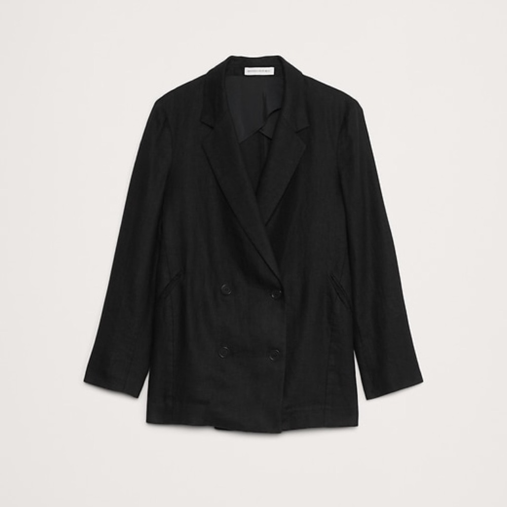 Black Double-Breasted Linen Blazer. BR unworn new with tags